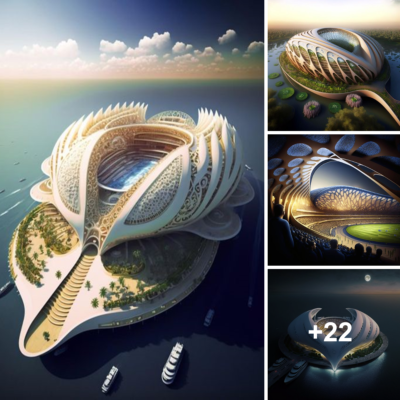OCEANIUMS: Plunge into the Future of Eco-Friendly Floating Stadiums Inspired by Nature!