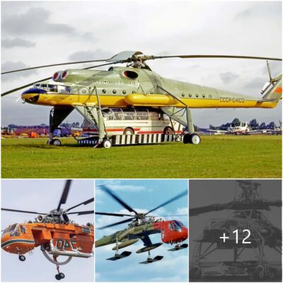 El diseño único del helicóptero grúa voladora XH-17 fue probado por el piloto Howard Hughes