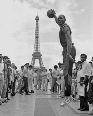 Rare Photo Shows Michael Jordan Dwarfing the Eiffel Tower While Hundreds of French People Watch in Awe