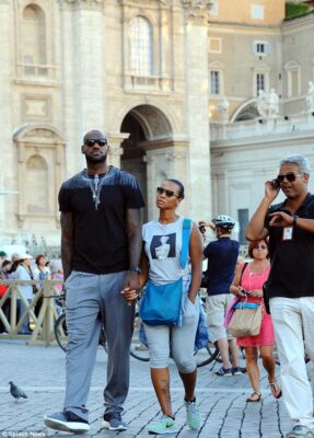 LeBron James poses in Rome on his honeymoon with his wife and checks out the iconic tourist spots