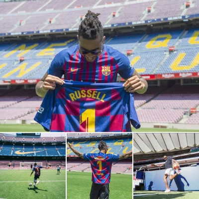 D’Angelo Russell paid a visit to FC Barcelona, demonstrating his elite soccer skills on field of Camp Nou