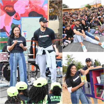 Stephen Curry and his wife volunteer to do charity work at Laurel Elementary School, supporting disadvantaged children