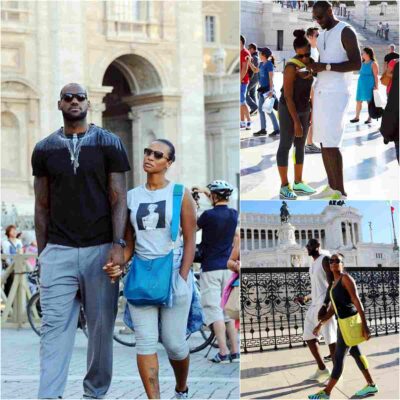 LeBron James walked hand in hand with Savannah at iconic Roman tourist sites during their honeymoon trip